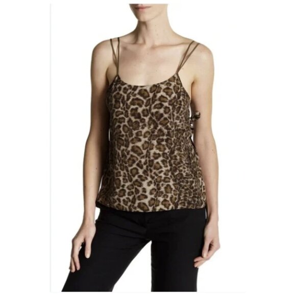 Helmut Lang Silk Overlay Tank Top Tie Side Leopard Print Sz Small NWT Orig $320 - Picture 1 of 14